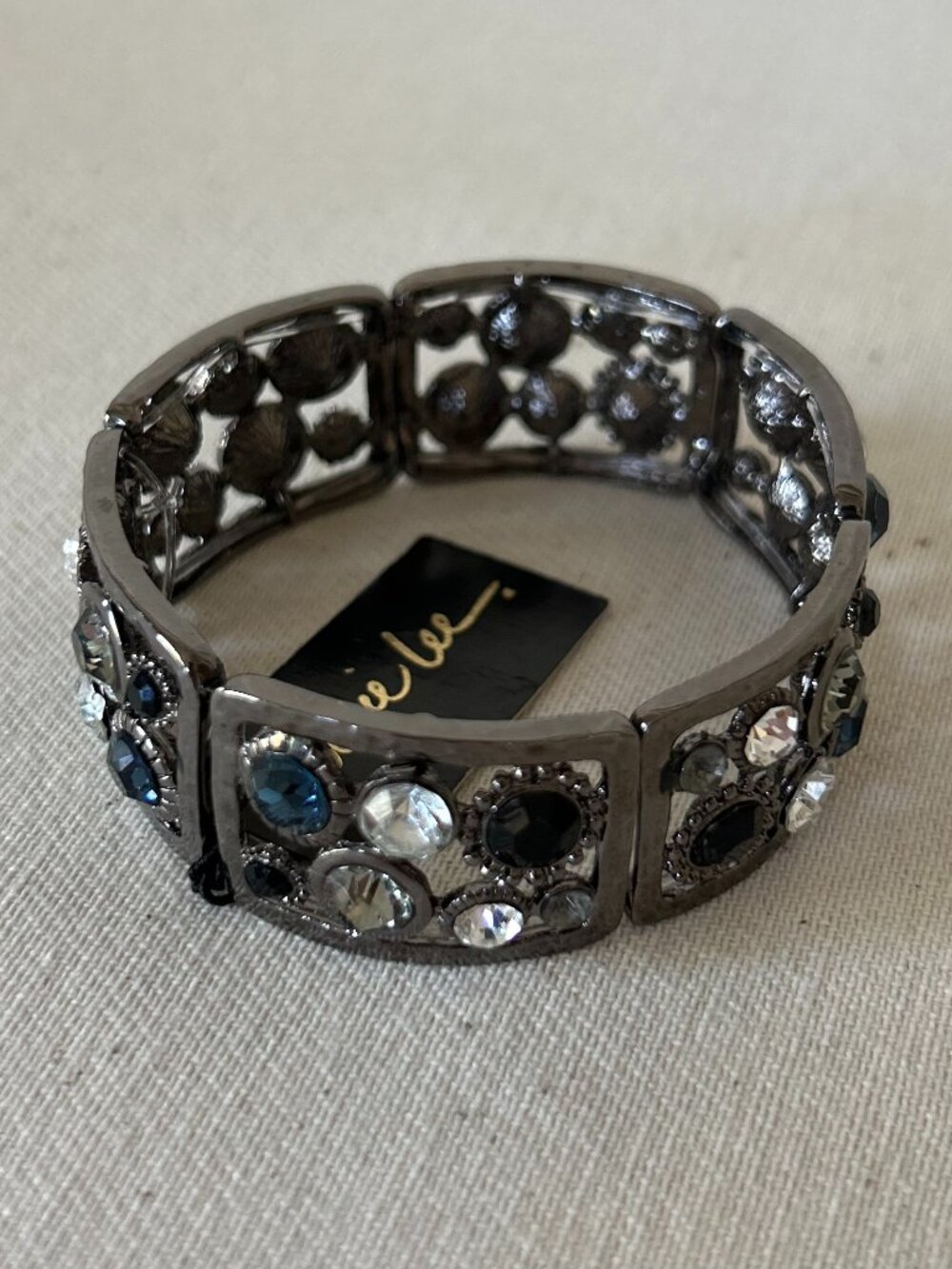 Cookie Lee Vintage Gunmetal Crystal Stretch Bracelet - NWT